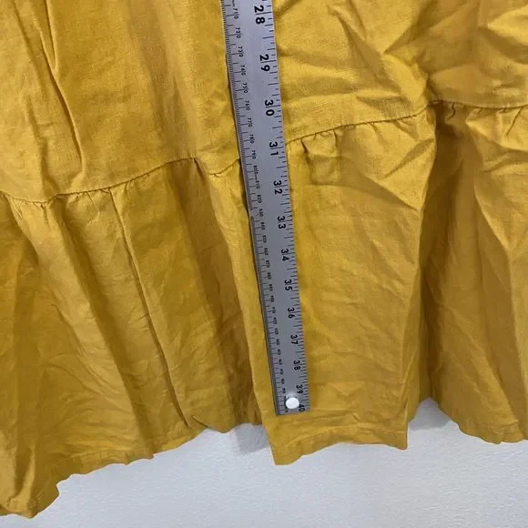 Croft & Barrow Dress Womens Size 2X Mustard Linen Blend Tiered Sleeveless Pocket - Picture 6 of 9